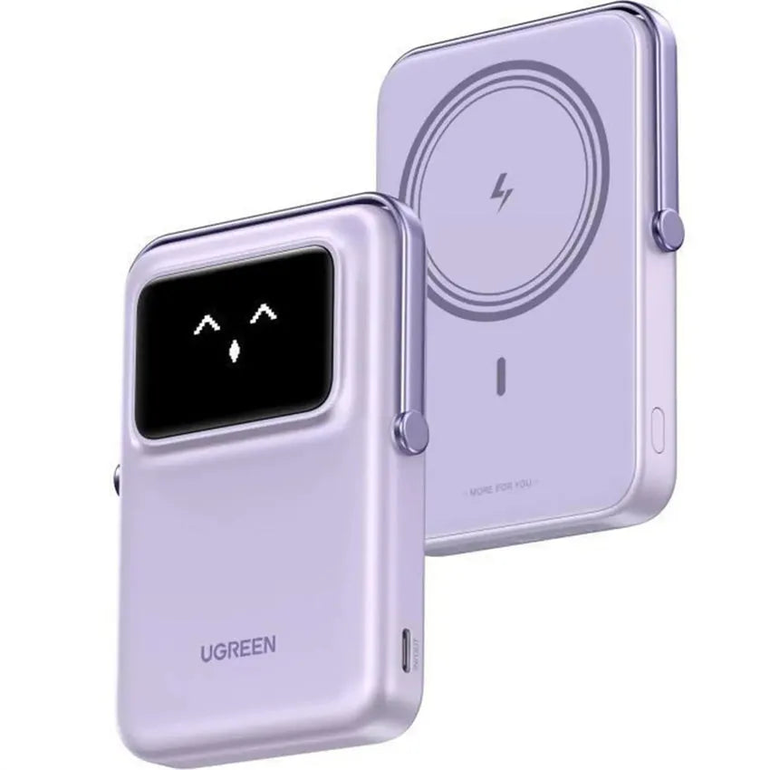باور بانك Uno مغناطيسي لاسلكي مع حامل من UGREEN بسعة 10000mAh - بنفسجي