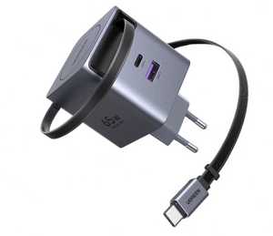 UGREEN 65W GaN Fast Charger with Retractable Cable (2-port) (Space Gray) product image 5