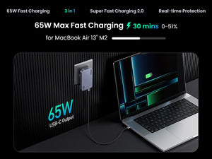 UGREEN Nexode Pro 65W 3-Port GaN Ultra-Slim Fast Charger 25356 Black product image 14