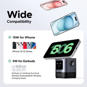 UGREEN Uno 2-in-1 Magnetic Wireless Charger 20w (Space Grey) product image 8