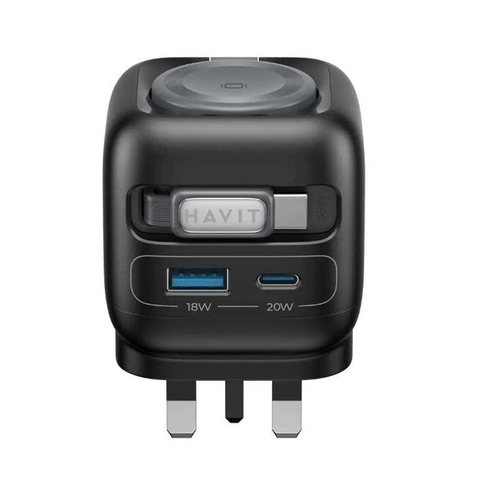 Havit Wall Charger, 35W UK Plug with USB-C Cable | Black