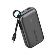 RavPower 1-Port USB-C and 1-Port USB-A PD 45W With Built-In USB-C Cable 10000mAh Power Bank - Black