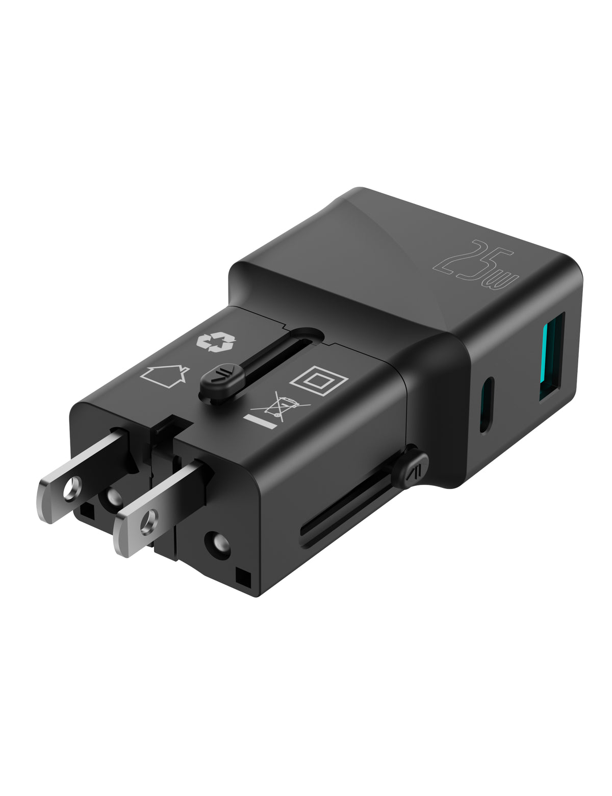 RAVPower Universal Adapter, 2-Port 25W | Black