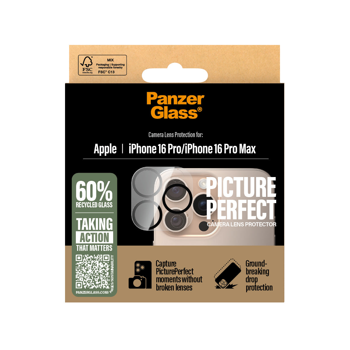 PanzerGlass PicturePerfect Camera Lens Protector, for iPhone 16 Pro / 16 Pro Max