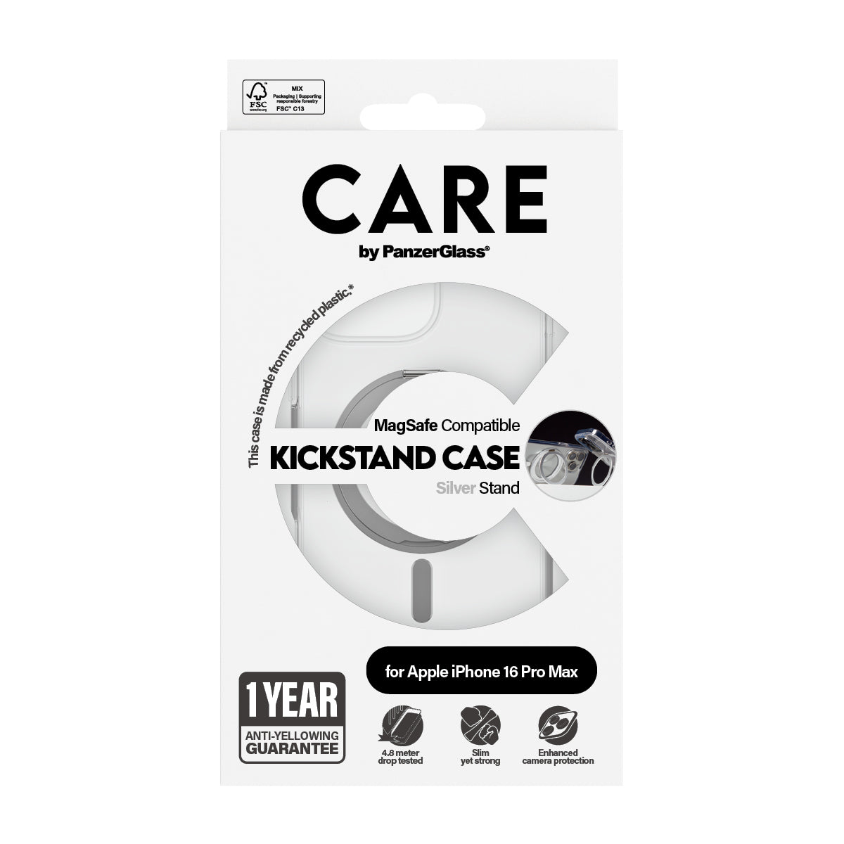 CARE Case, Kickstand & MagSafe for iPhone 16 Pro Max | Silver