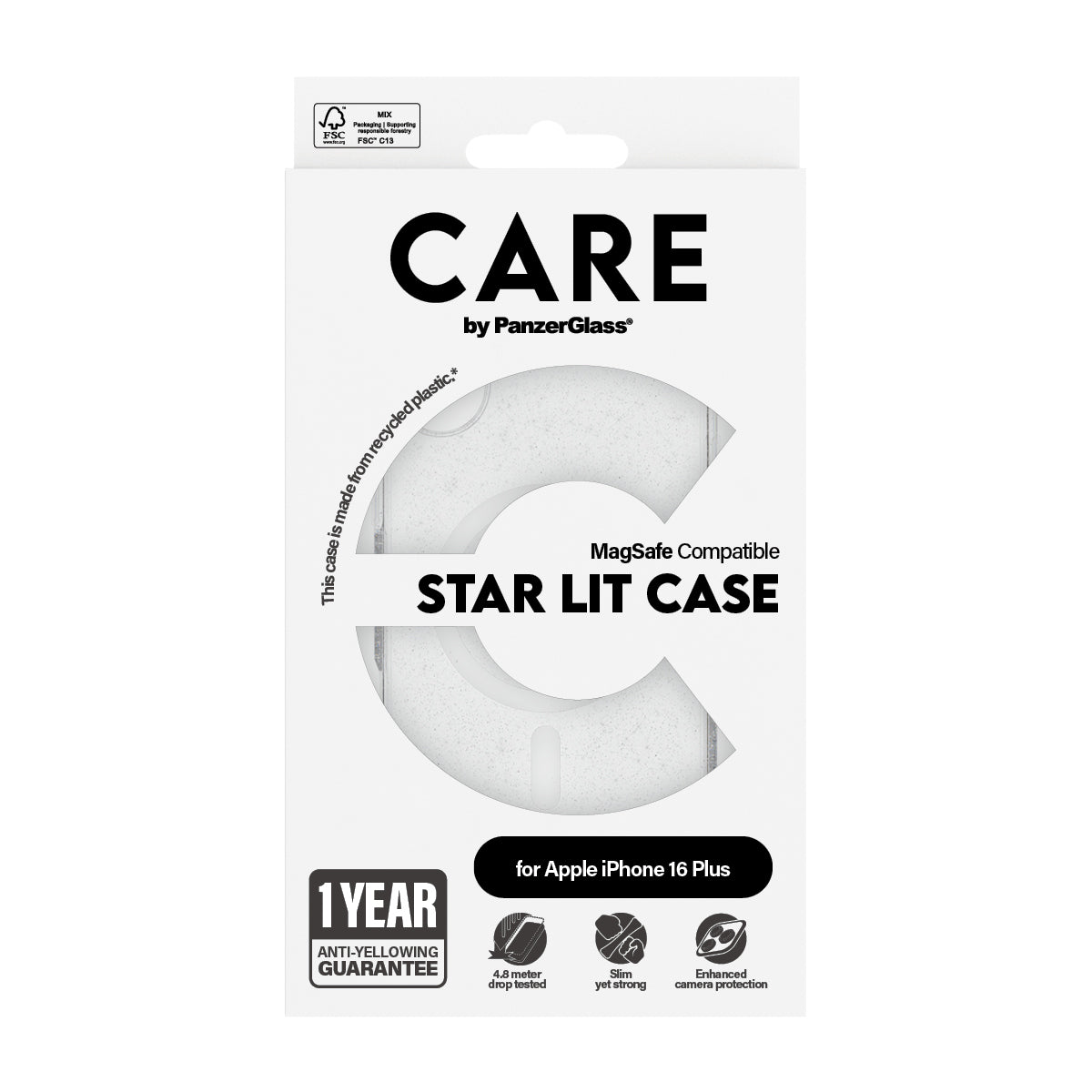 CARE Star Lit Case, MagSafe for iPhone 16 Plus | White