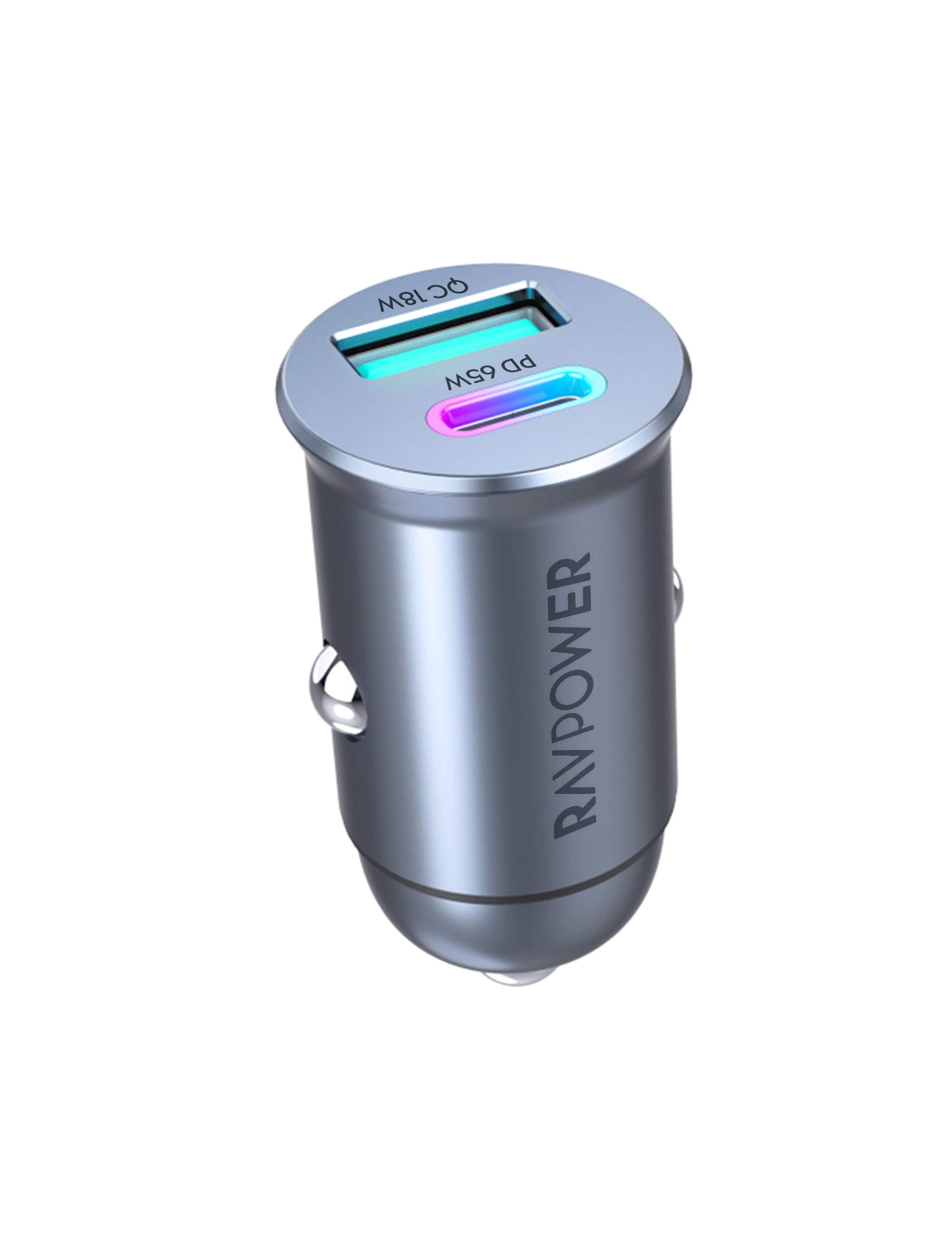 RAVPower USB Car Charger, PD Pioneer Mini 65W 2-Port | Gray