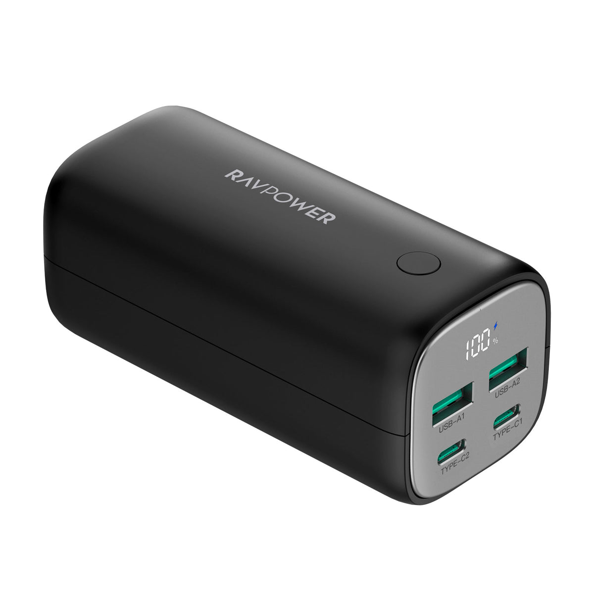 RAVPower Portable Charger, Pro GaN PD 70W 4-Port, 20000mAh | Black