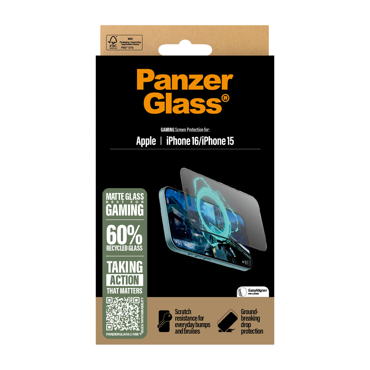 PanzerGlass Gaming Screen Protector, Ultra-Wide Fit for iPhone 16