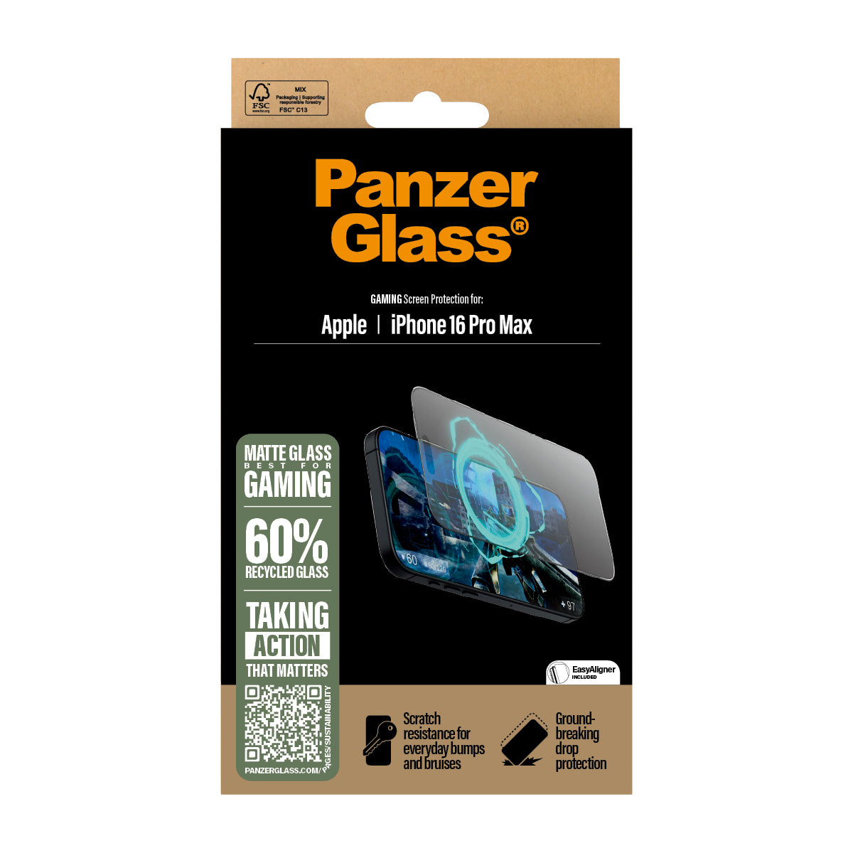 PanzerGlass Gaming Screen Protector, Ultra-Wide Fit for iPhone 16 Pro Max