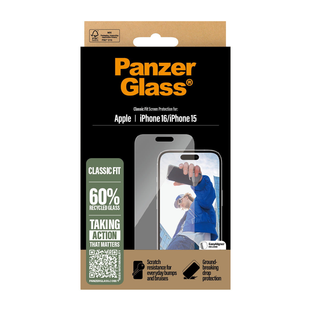 PanzerGlass Screen Protector, Case Friendly for iPhone 16
