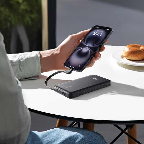 Anker Power Bank (20,000mAh, 22.5W, Built-In USB-C Cable) - Black