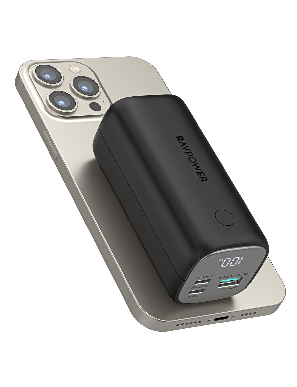 RAVPower Portable Power Bank, Mini 3-Port PD 30W Global Version, 14000mAh | Black