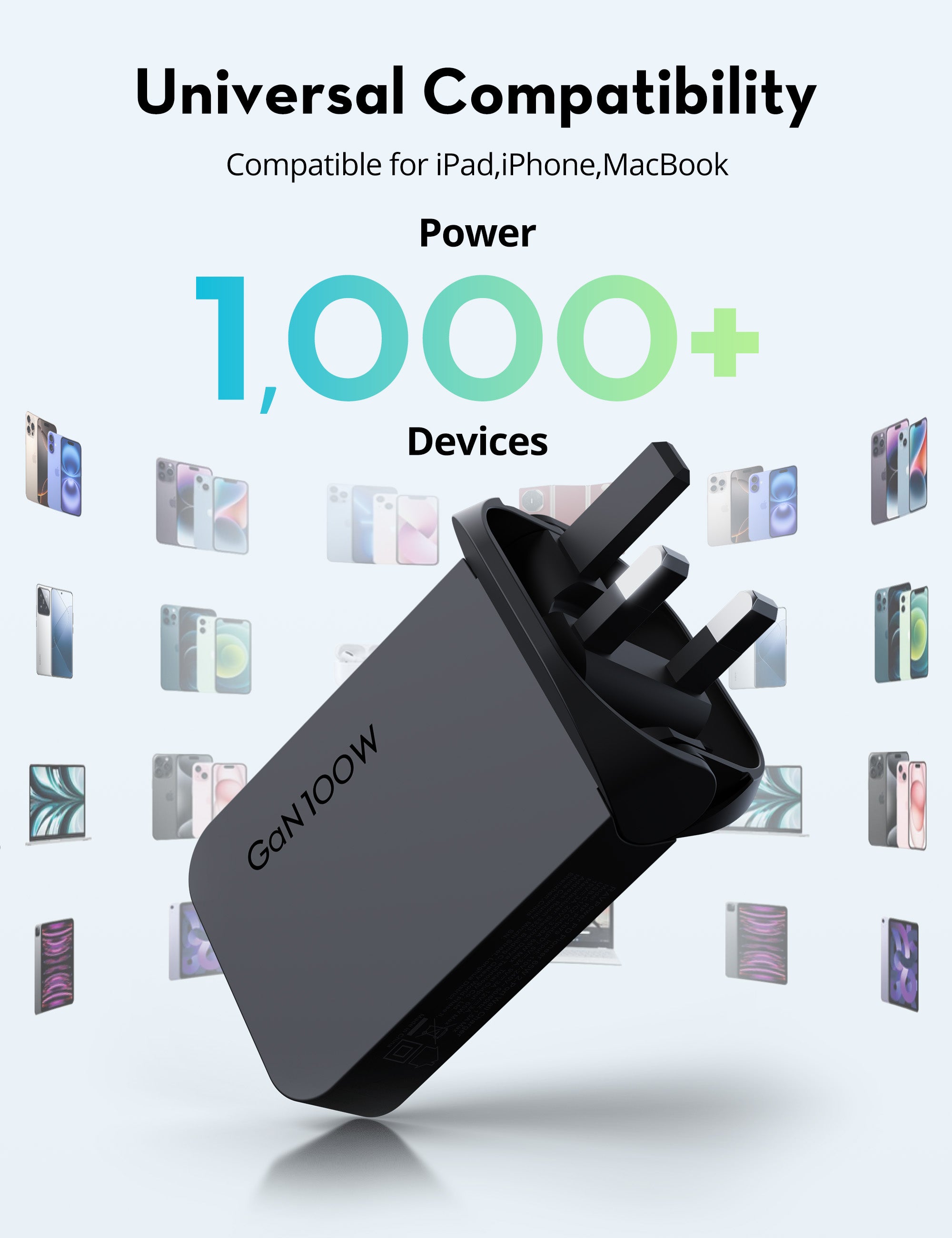 RAVPower Wall Charger, GaN PD 100W 2-Port | Black