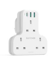 RAVPower Charger, PD Pioneer 20W 3-Port UK Version with 3 AC Plugs | White