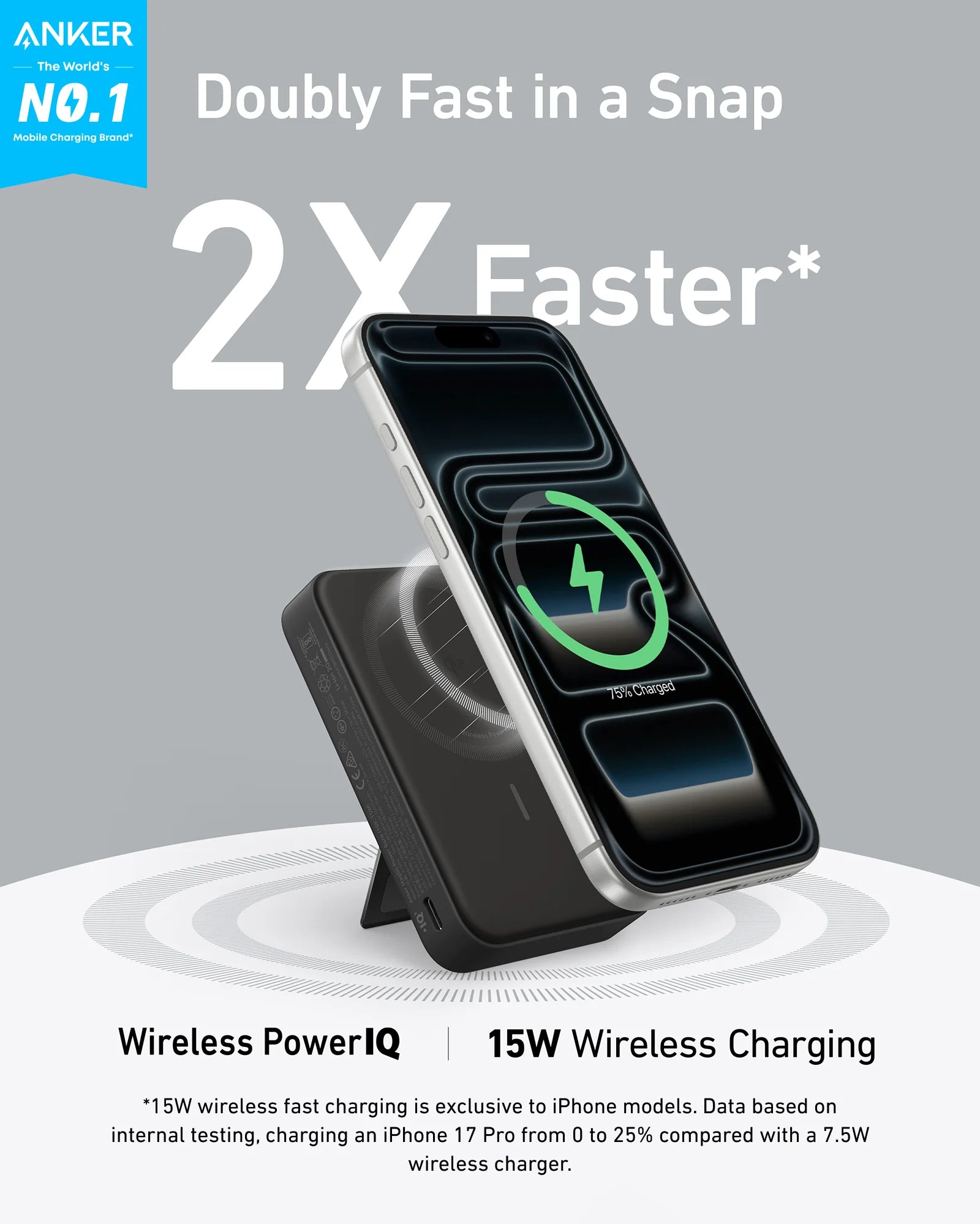 Anker MagGo Power Bank (10K) 15W Ultra-Fast Magnetic Charging with Smart Display - Black