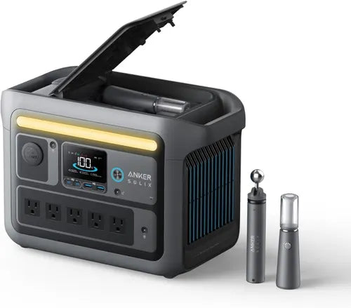 محطة الطاقة المحمولة Anker SOLIX C800 Plus (1200 واط / 768 واط ساعة) مع أضواء التخييم