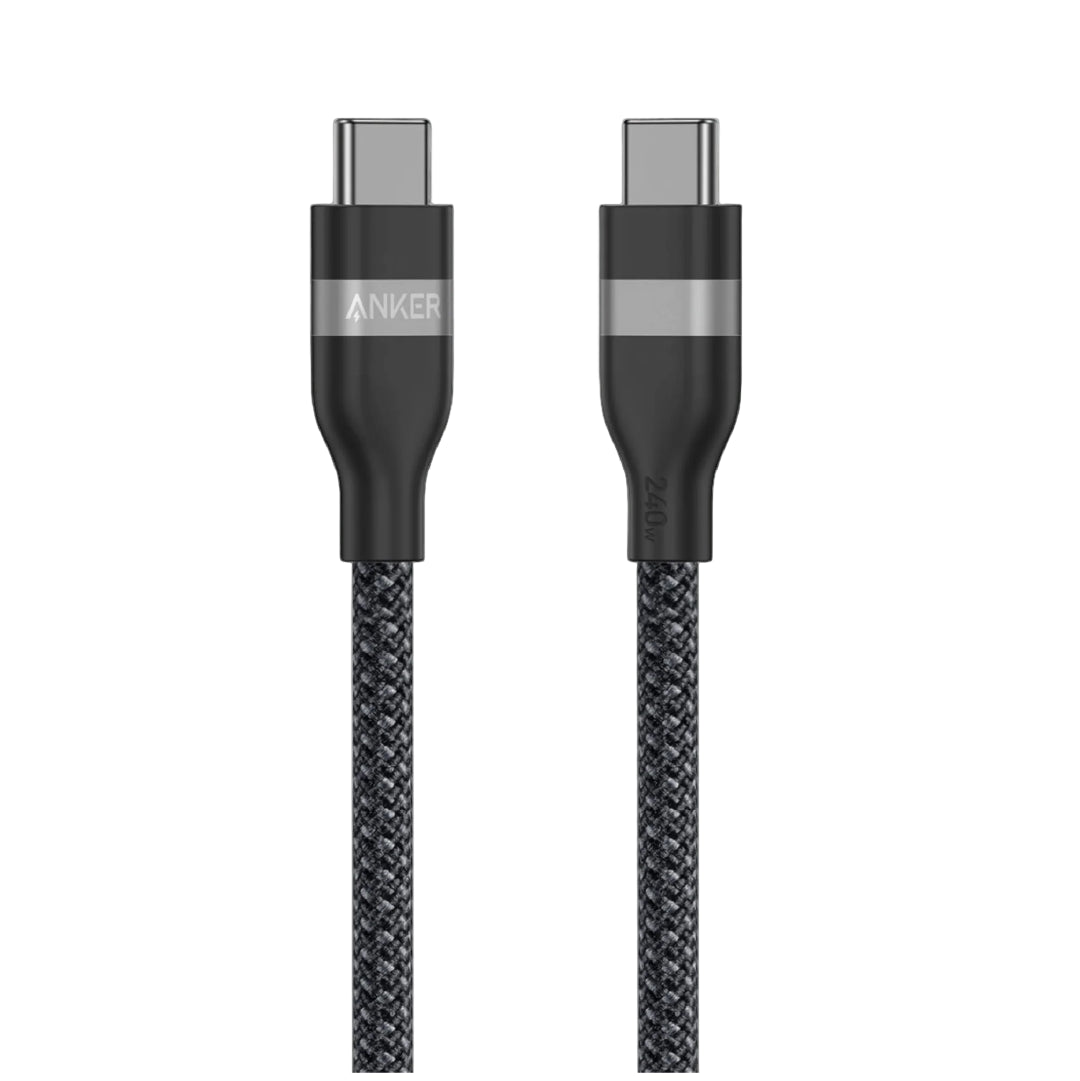 كابل أنكر من USB-C إلى USB-C بقوة 240 واط (مضفر ومعاد تدويره) - أسود