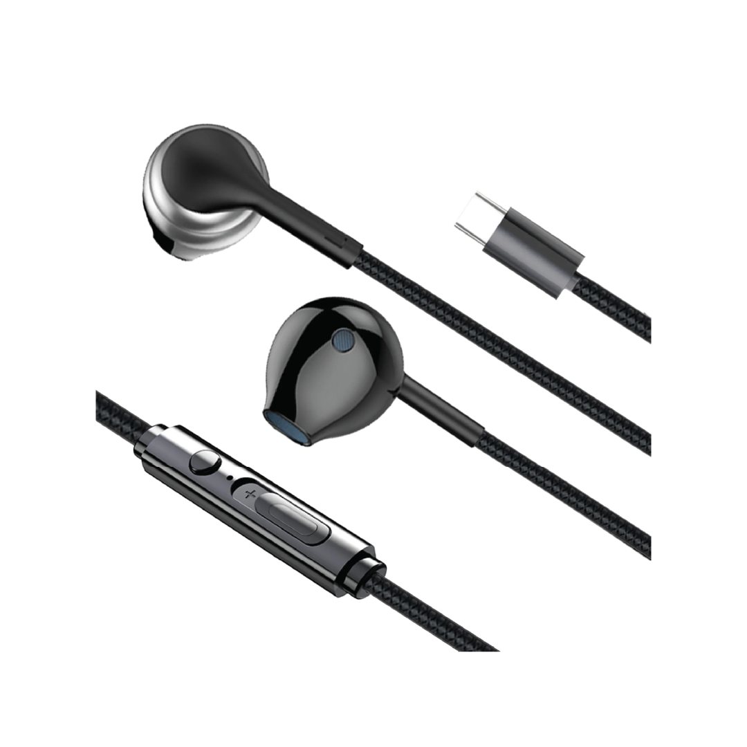 SIA SoundLink Wired Type-C Earphones, Mic & Volume Control 1.2m iOS Compatible | Black