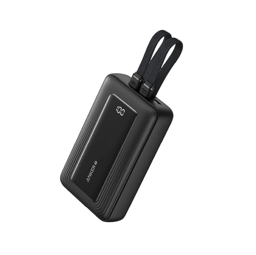 Anker Zolo Power Bank (10K, 30W, Built-In USB-C Cable) - Black