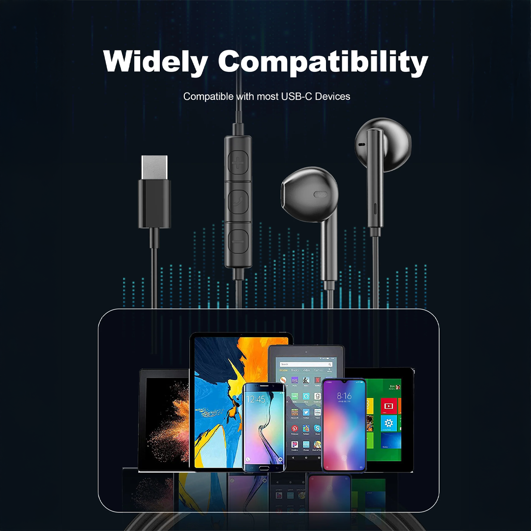 RAVPower Wired Earbuds, Type-C Global Version | Black