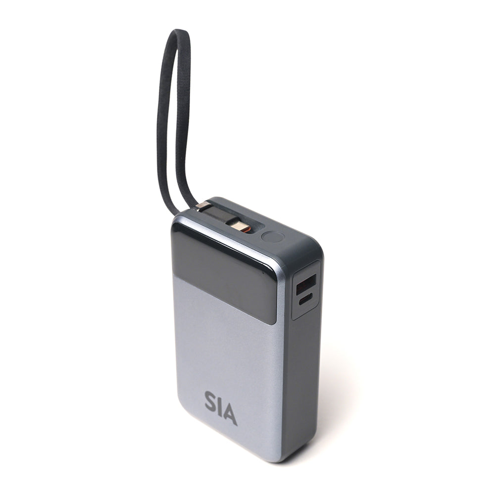 SIA Volt Link Power Bank, 65W PD/PPS/QC with Built-in Type-C Cable 20000mAh | Gray