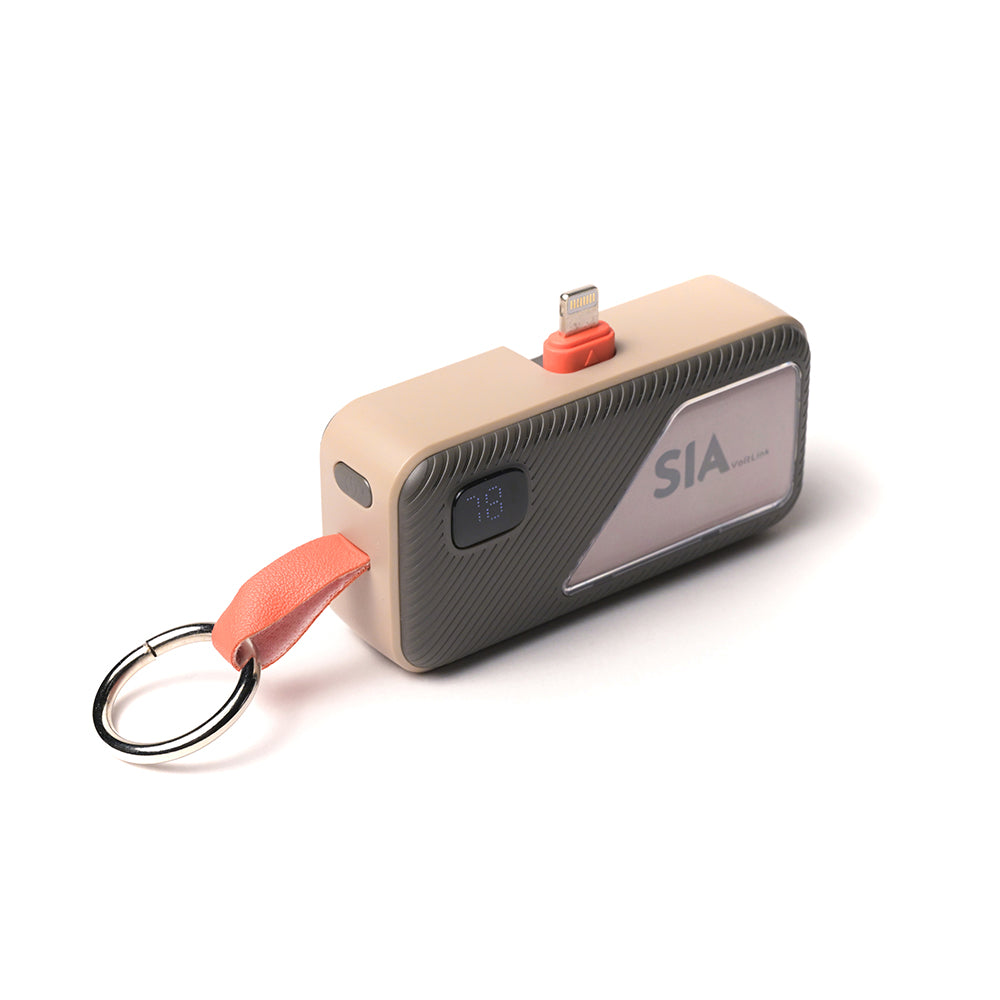 SIA Volt Link Mini Power Bank, Lightning & Type-C Plug PD 20W 5000mAh | Beige