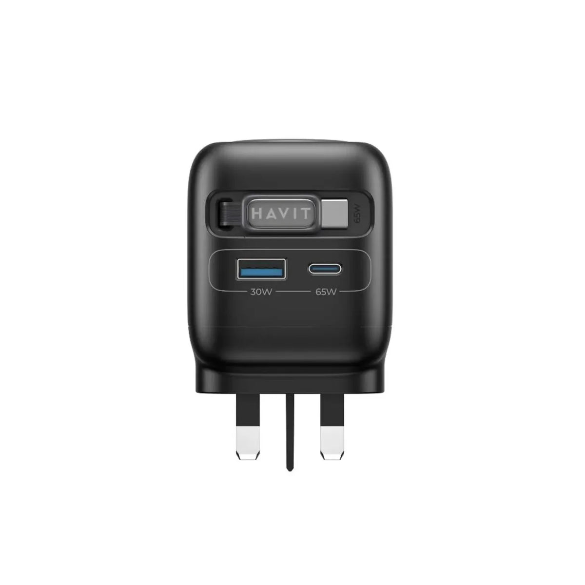 Havit Wall Charger, 65W UK Plug with USB-C Cable | Black