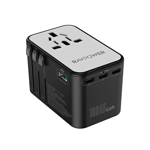 RAVPower Universal Adapter, GaN 100W 5-in-1 | Black
