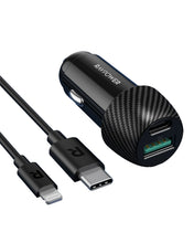RAVPower Car Charger Combo, Total 49W + 1m Cable | Black