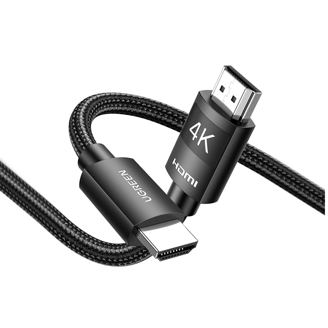 كابل 4K HDMI من UGREEN، من نوع ذكر إلى ذكر، مضفر، بطول 2 متر - أسود