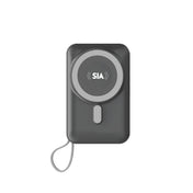 SIA Magnetic Power Bank, Built-in RGB Fan for iPhone/iWatch with Type-C & Lightning Cables PD 20W Wireless 15W 10000mAh | Gray
