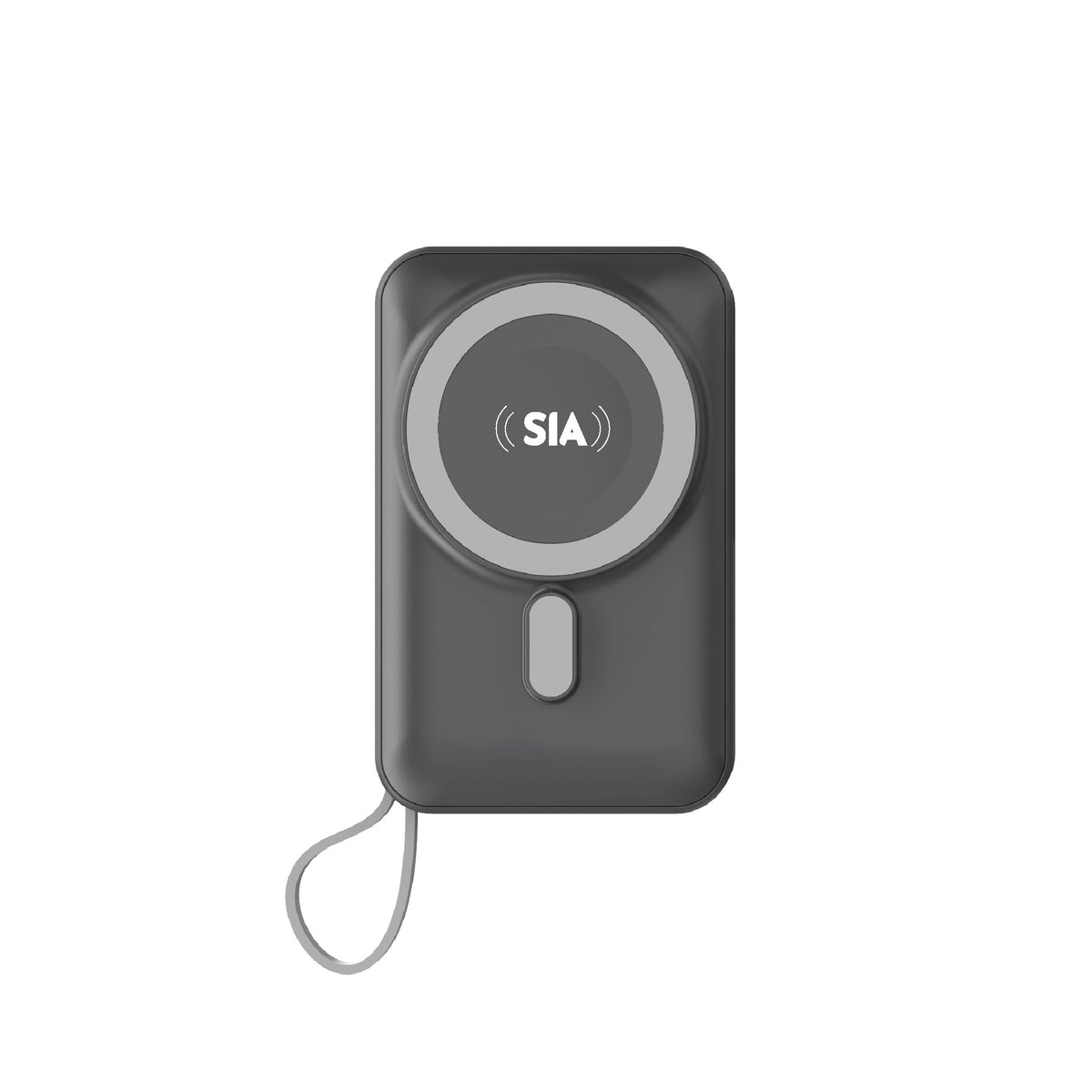 SIA Magnetic Power Bank, Built-in RGB Fan for iPhone/iWatch with Type-C & Lightning Cables PD 20W Wireless 15W 10000mAh | Gray