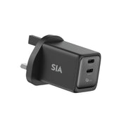 شاحن من SIA VoltBase بتقنية GaN وشحن PD/PPS بقدرة 45W ومنفذَي USB-C - أسود ورمادي - إصدار المملكة المتحدة