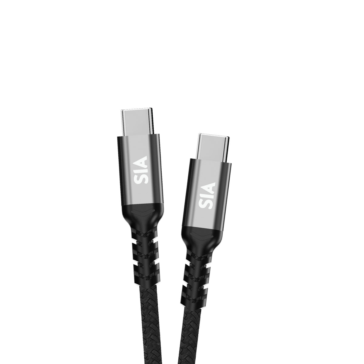 كابل USB-C to USB-C مضفر من SIA Powerlink بقوة 100W بطول 1M - أسود