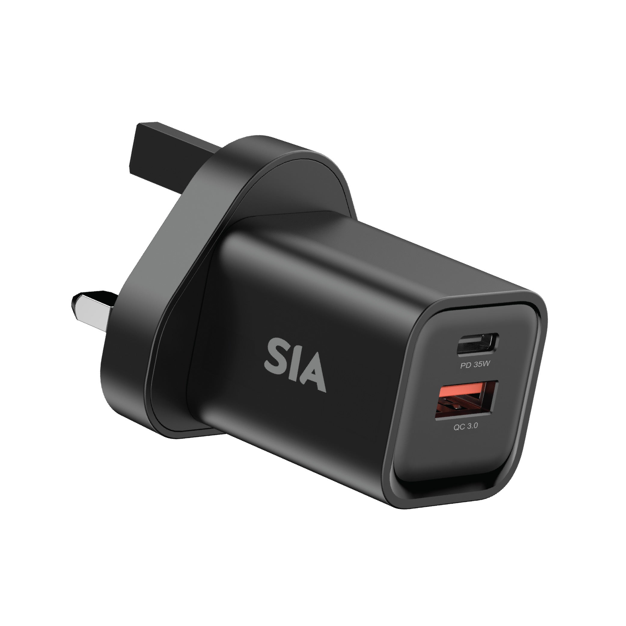 شاحن من SIA بتقنية GaN بقوة 35W بمنفذَي USB-A وUSB-C وقابس UK