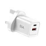شاحن من SIA بتقنية GaN بقوة 35W بمنفذَي USB-A وUSB-C وقابس UK