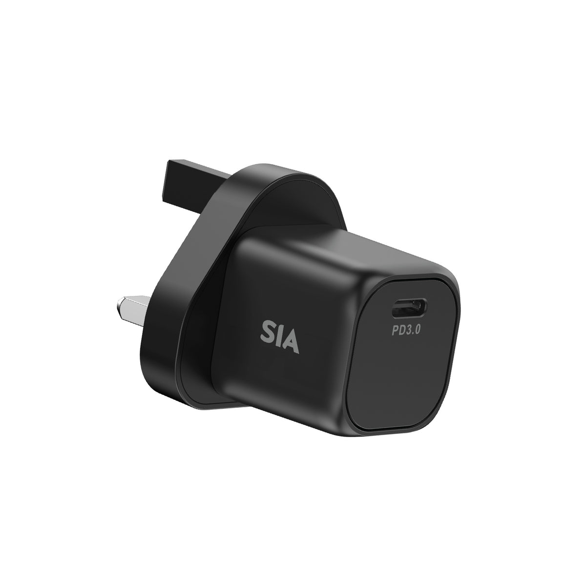 شاحن Mini من SIA بتقنية GaN بقوة PD/PPS 35W  بمنفذ Type-C مع كابل C-C بطول 1m وقابس UK - أسود
