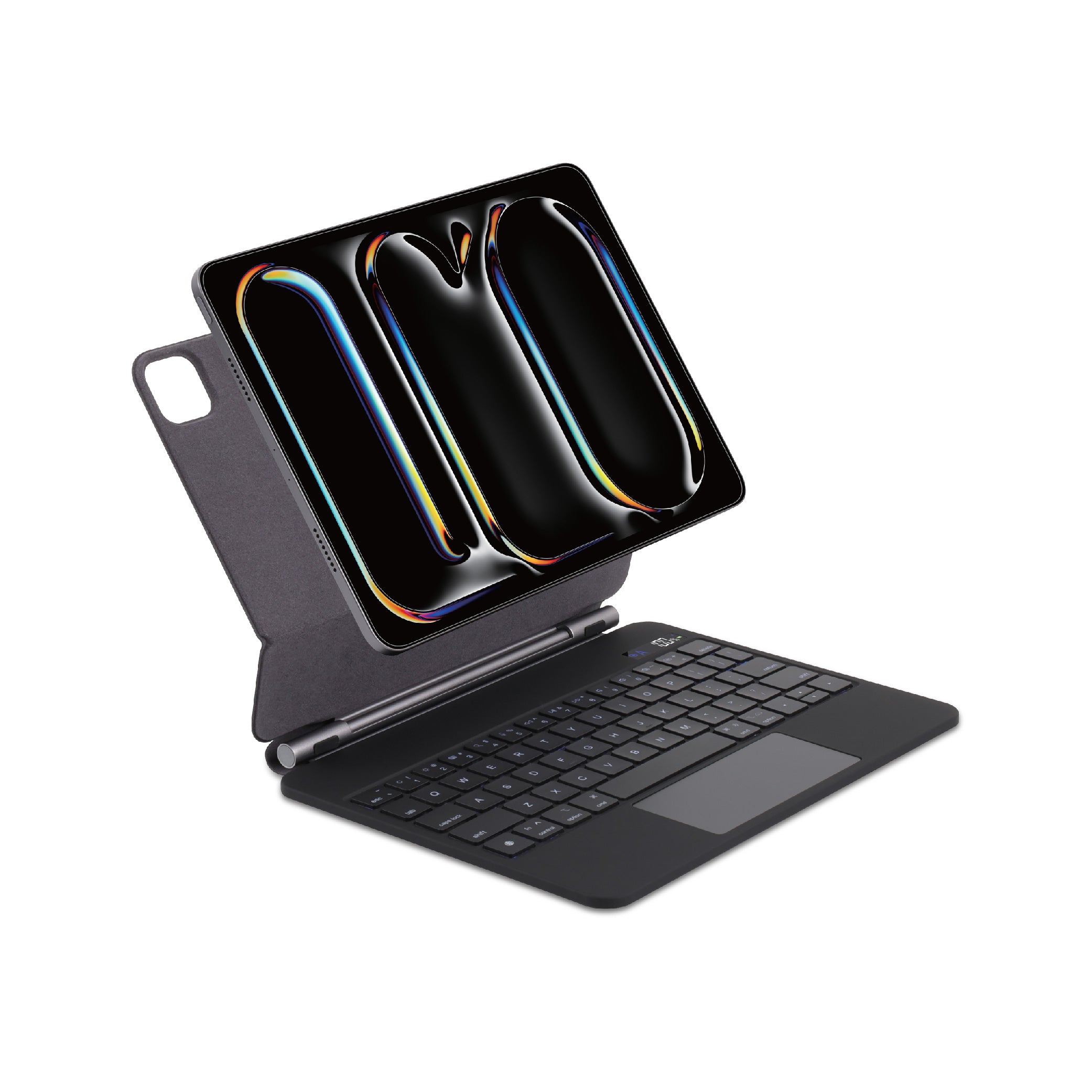 لوحة مفاتيح مغناطيسية بـ 6 أسطر مع حامل قلم لجهاز iPad Pro بحجم 13 بوصة 2024 باللغتين العربية والإنجليزية من SIA - أسود