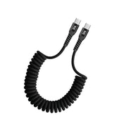 كابل USB-C to USB-C مضفر قابل للسحب من SIA Powerlink بقوة 60W بطول 1.2M - أسود
