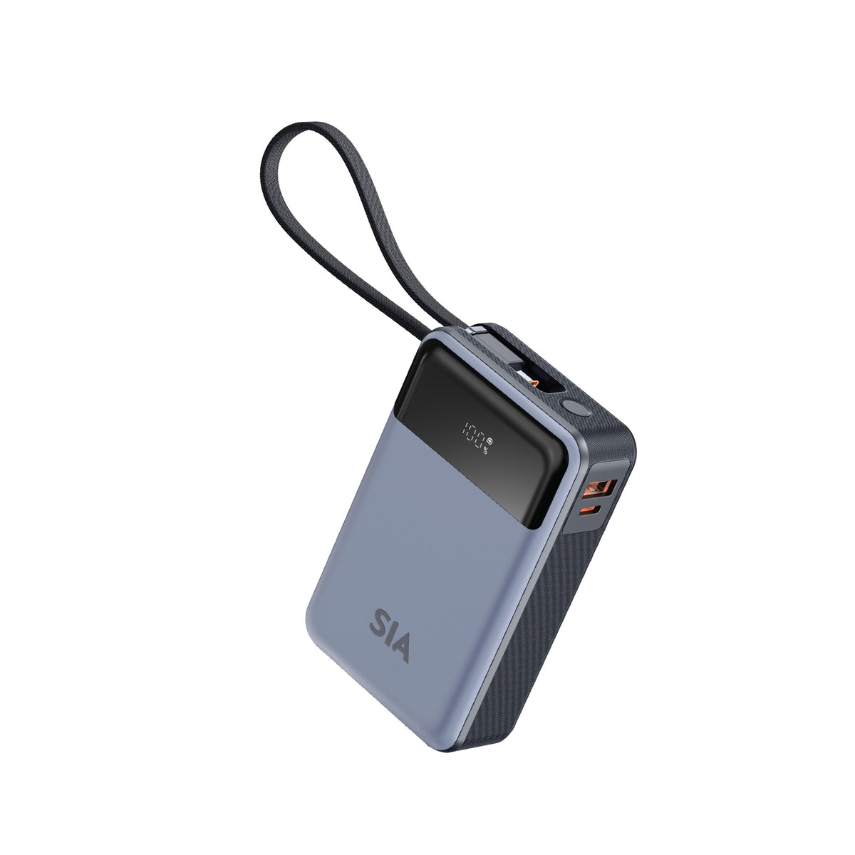 SIA Volt Link Power Bank, 65W PD/PPS/QC with Built-in Type-C Cable 20000mAh | Gray