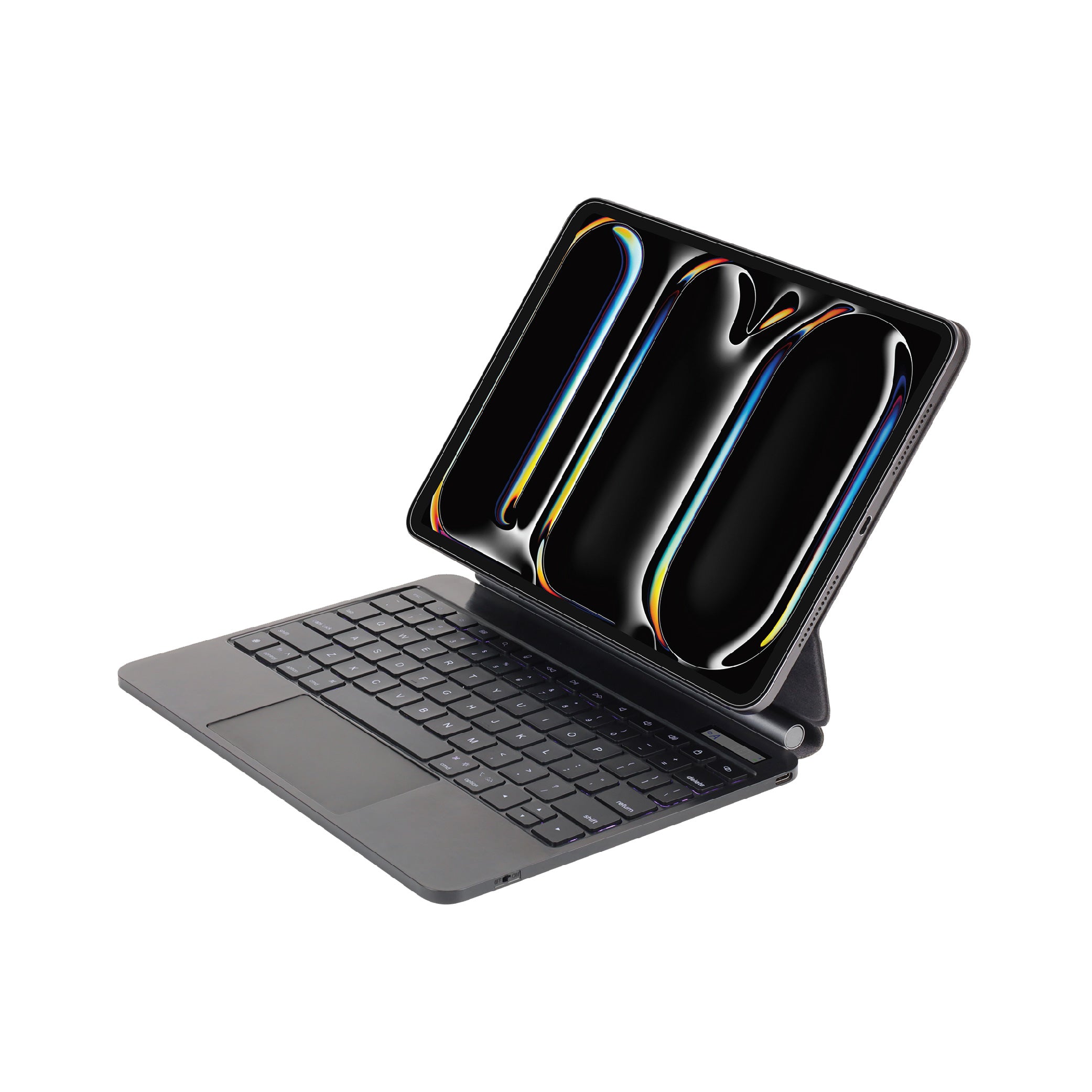 لوحة مفاتيح مغناطيسية بـ 6 أسطر مع حامل قلم لجهاز iPad Pro بحجم 13 بوصة 2024 باللغتين العربية والإنجليزية من SIA - أسود