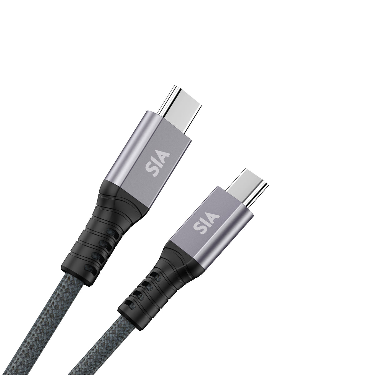 كابل Type-C إلى Type-C مضفر من SIA Powerlink بطول 1M بقوة 240W - رمادي
