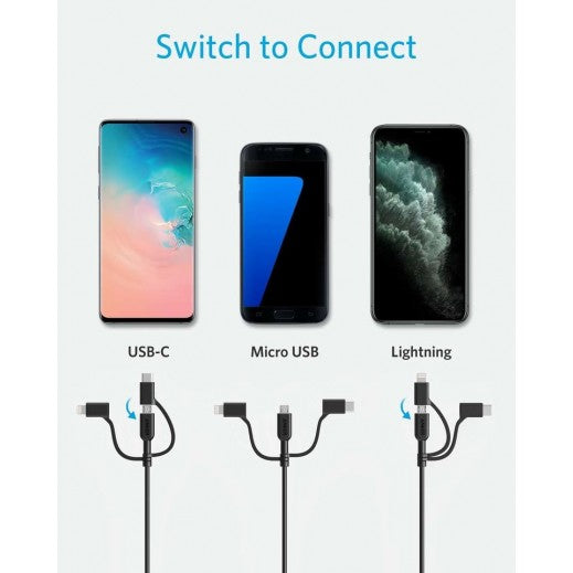 Anker PowerLine II 3-in-1 (0.9m / 3ft) C89 - Black