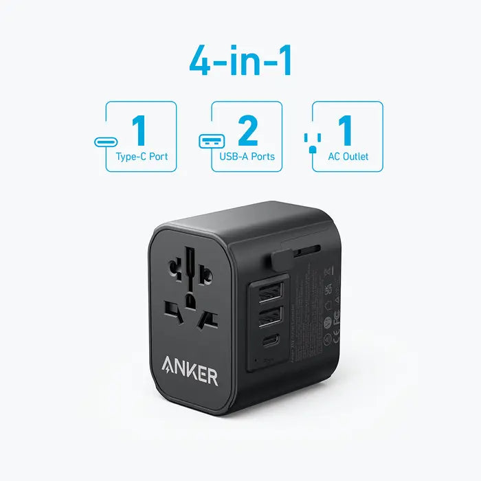 Anker PowerExtend USB-C Travel Adapter (4-in-1) - Black