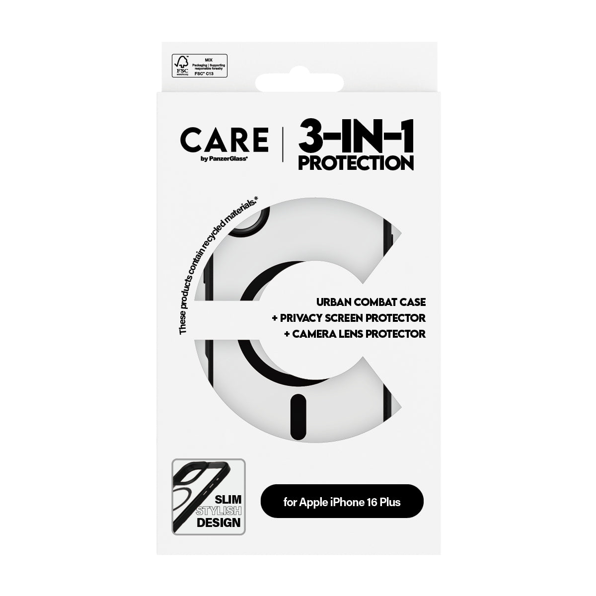 باندل حماية بميزة الخصوصية 3 في 1 من CARE لهاتف iPhone 16 Plus