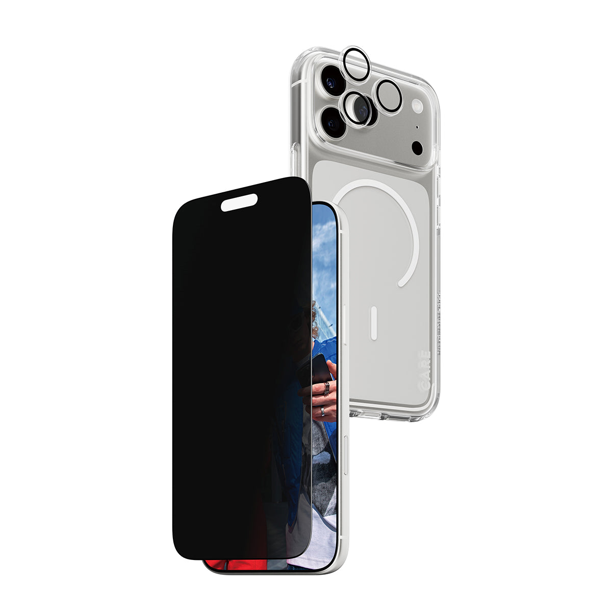 باندل حماية بميزة الخصوصية 3 في 1 من CAREx PG لهاتف iPhone 17 Pro Max