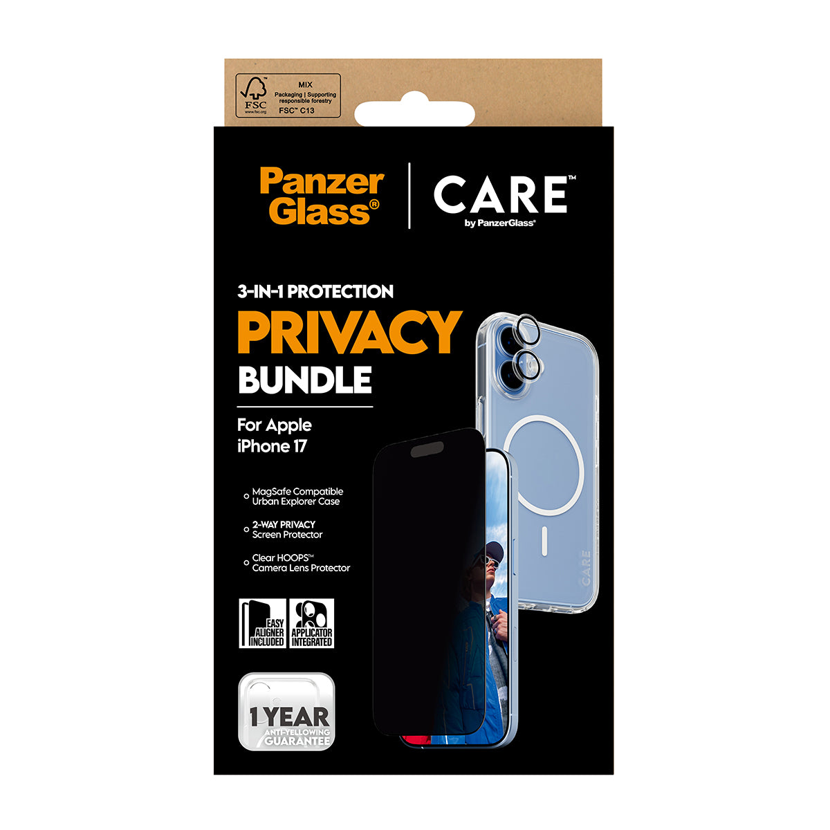 باندل حماية بميزة الخصوصية 3 في 1 من CAREx PG لهاتف iPhone 17