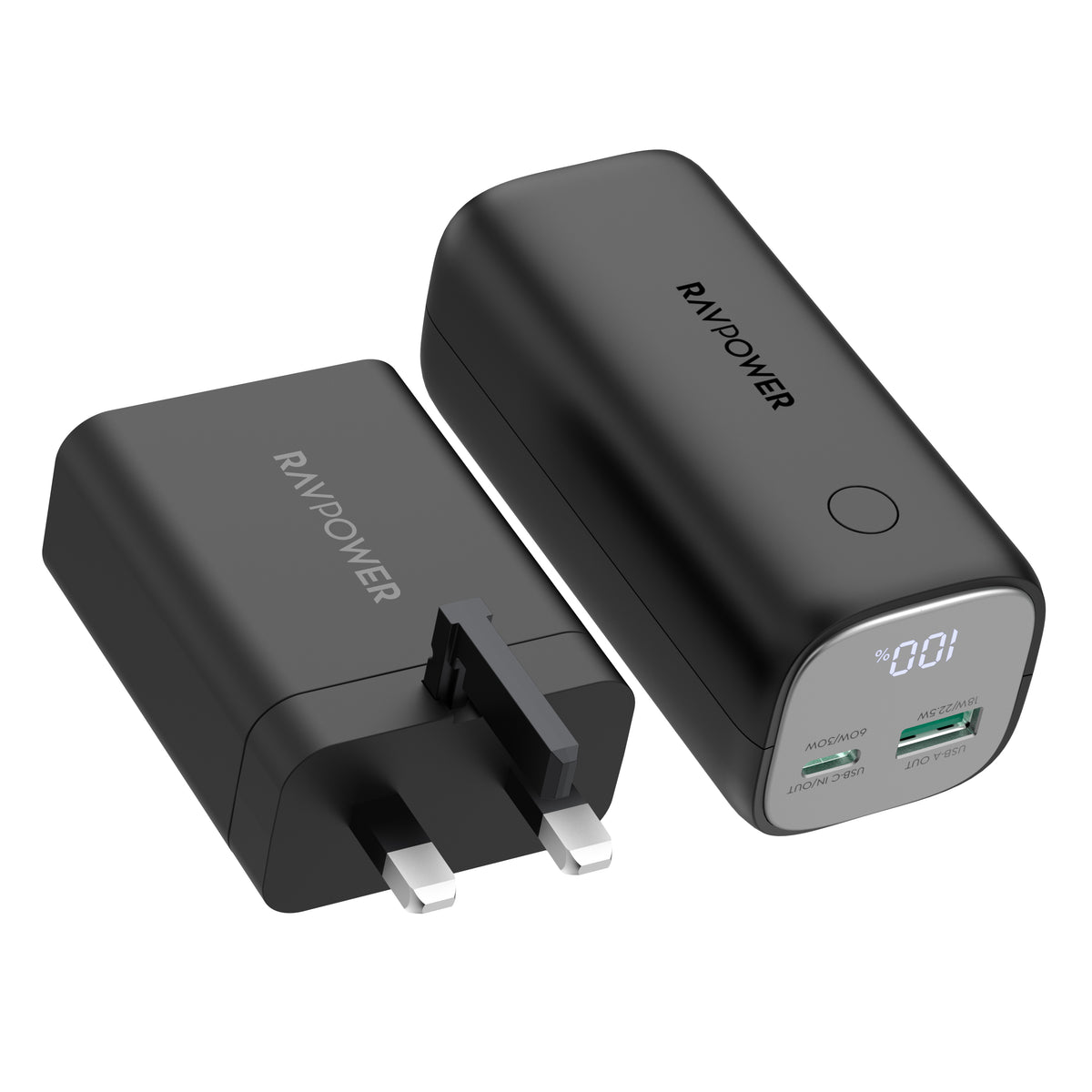 RAVPower Power Bank & Charger Combo, Super+ PD Pioneer 30W & 65W, 10400mAh