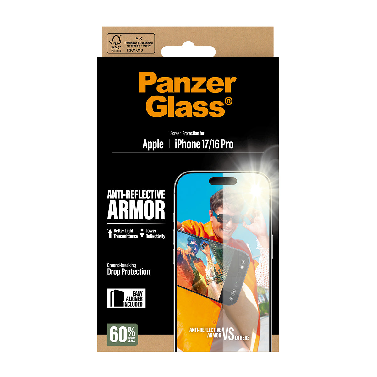 PanzerGlass Anti-Reflective Armor Screen Protector, for iPhone 17 6.3"